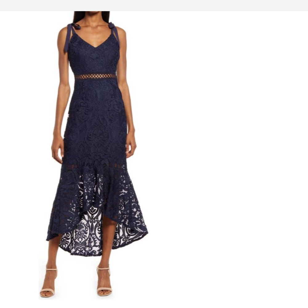 Lulus lace high-low tie-strap dress NWT
